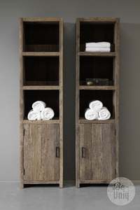<b>Rustic</b> Solid Wood Storage <b>Cabinet</b> With 3 Shelves And 1 Door Flat Panel Antique Living Room Furniture - Product Image 3