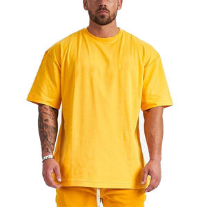 Camisetas Formales Extra Grandes de Poliéster/Algodón para Hombre, Logotipo Personalizado, Alta Calidad, Hombros Caídos, Patrón de Letras, Fábrica OEM - Product Image 3