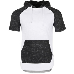 Top básico de manga corta para hombre, sudaderas con capucha de verano, jersey liso, camiseta con capucha, pantalones de chándal ajustados, patrón, ropa básica al por mayor - Product Image 4