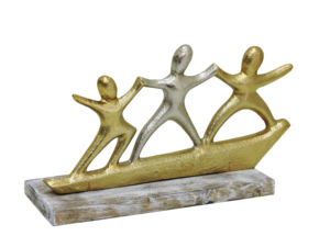 Estatua Familiar de Tres Figuras en Aluminio Dorado y Plateado, Hecha a Mano, Escultura Moderna Abstracta de Personas, Adorno Decorativo para el Hogar - Product Image 4