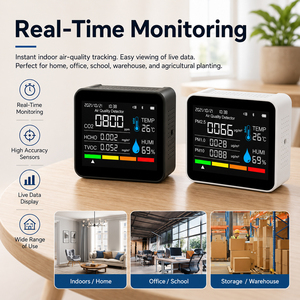 Détecteur intelligent de qualité de l'air 9-en-1 CO2 HCHO TVOC PM2.5 PM1.0 PM10 Température et humidité Application sans fil Stockage de données sur 60 jours - Product Image 5