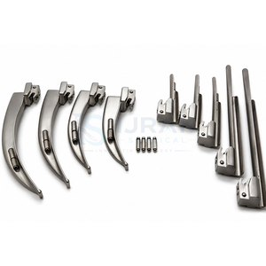 Laryngoscope manuel à fibres optiques, jeu de 9 lames avec 2 poignées, 4 lames Macintosh et 5 lames Miller, en acier inoxydable, pour usage hospitalier - Product Image 2