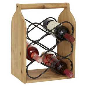 Porte-bouteilles à vin en bois et métal pour bars à domicile, pubs, usage décoratif, support pour bouteilles de vin - Product Image 1