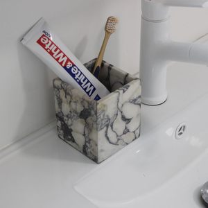 Genuine Calacatta Viola Marble Toothbrush <b>Holders</b> for Bathroom, Natural Marble <b>Makeup</b> Brush <b>Holder</b> Countertop Organizer - Product Image 4