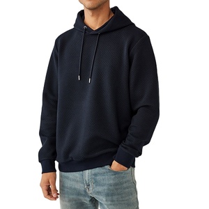 Sudadera con capucha de tela acolchada con textura Premium OEM para hombre, sudadera de algodón, sudaderas con capucha con logotipo bordado y estampado de hojaldre personalizado al por mayor - Product Image 4
