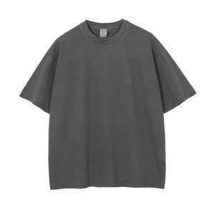T-shirt en coton surdimensionné pour homme, couleur unie, col rond, manches courtes, coupe décontractée, longueur standard, style tricoté uni, OEM ODM - Product Image 1