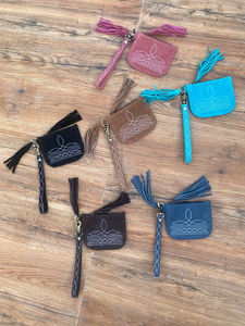 2024 New Design Vintage <b>Boot</b> Stitch Suede Leather <b>Zipper</b> Coin Purse Large Capacity Full Grain Genuine Cow Leather Coin Wallets - Product Image 4