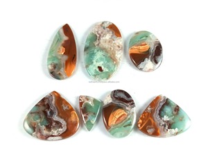 Aquaprase naturel, pierre précieuse en vrac, forme cabochon, dos plat, emballage en vrac pour la fabrication de bijoux - Product Image 5