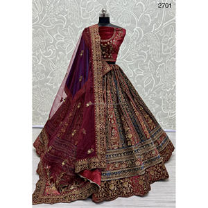 Collections de velours de vêtements de mariée indiens pour la mariée avec le travail de Zarkhan par Fabzone - Product Image 5