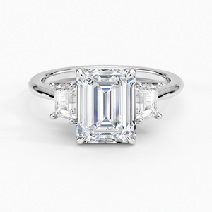 แหวน BOJ รุ่น 066 ทรง Emerald Cut เงินแท้ 925 ประดับเพชรทรง Trapezoid สามเม็ด น้ำหนัก 2 กะรัต สี D ความสะอาด VVS1 มอยส์ซาไนต์ รับรองโดย GRA ลดราคา - Product Image 1