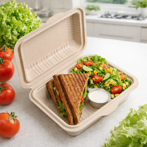 Contenedor de Alimentos Ecológico de Bagazo, Tipo Concha, 13x6 Pulgadas | Caja desechable de pulpa de caña de azúcar para llevar, para restaurantes y envasado de aperitivos - Product Image 5