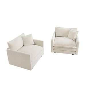 Set di 2 Poltrone di Lusso in Ciniglia Bianca con Cuscini Decorativi, Sedie Laterali di Alta Gamma per Soggiorno - Product Image 3