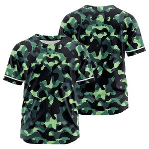 Camiseta de Béisbol Personalizada con Camuflaje, Unisex, Manga Corta, Cierre de Botones, Transpirable, de Poliéster, con Nombre del Equipo 00, Impresión Sublimada - Product Image 3