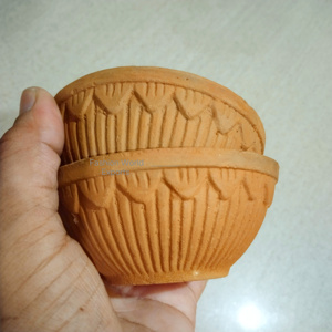 Contenedores de arcilla de terracota hechos a mano con tapas, Juego de 3 ollas de barro naturales, botes de cocina para productos secos - Product Image 4