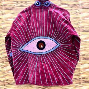 Chaqueta de terciopelo bordada con ojo turco para mujer, estilo bohemio, oversize, abrigo llamativo, prenda exterior artística vintage - Product Image 6