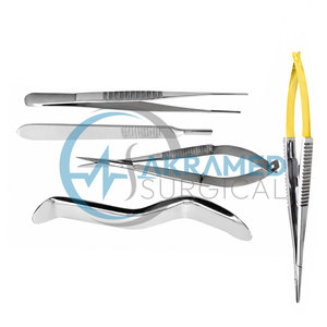 Kit d'instruments de micro-chirurgie péri-dentaire premium en acier inoxydable pour implants, avec porte-aiguille Castroviejo, certifié CE - Product Image 6