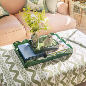 Ensemble de 2 plateaux de service rectangulaires en laque écologique à motifs floraux, artisanat de haute qualité, OEM ODM, prix de gros - Product Image 1