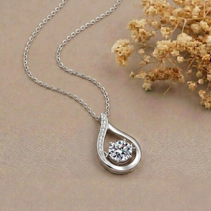 Women's 14K White Gold Pendant Necklace With Round Brilliant Cut Diamond Claw Setting Classic Style <b>Box</b> Chain - Product Image 4