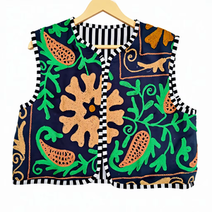 Women's Vintage Style Eco-Friendly Floral Autumn Winter Embroidered Jacket Handmade Classic O-Neck Suzani Trendy Kimono <b>Kaftan</b> - Product Image 1