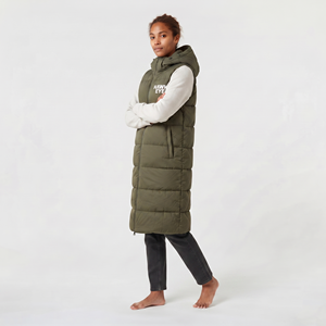 Women's <b>Long</b> Quilted Puffer <b>Vest</b> Hooded Warm Winter Sleeveless Coat Full Zip Casual Streetwear Fashion Jacket - Product Image 4