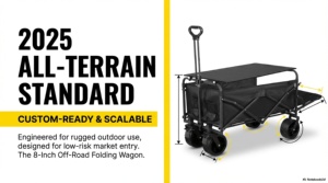 8-inch Baby Four-Wheel <b>Platform</b> Folding Wagon for Storage & Shopping Carbon Steel OEM Customizable - Product Image 2