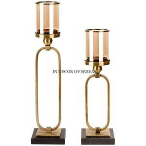 Modern Cone Candle Stand With Brass <b>Top</b> Gray Textured Base Home Decor Wedding And Parties Lightning Table Centerpiece Supplies - Product Image 3