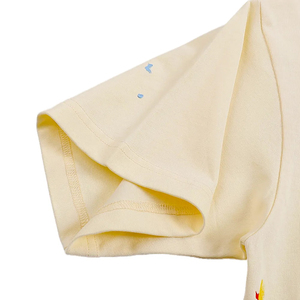 T-shirt Homme Oversize Crème à Manches Courtes Col Rond Motif Brodé à la Main Coupe Décontractée en Maille - Product Image 2