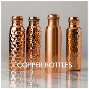 Copper Water <b>Bottle</b> Hammered Design Portable Travel Drinkware Modern Style Lids Included - Product Image 5
