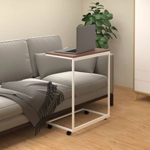 Mesa Auxiliar Pequeña y Portátil de Madera Sintética Blanca para Uso como Mesa de Centro - Product Image 1