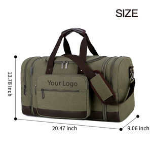 Cheap Price Unisex <b>Canvas</b> Duffel <b>Bag</b> 30-40L Zipper Closure Adjustable Strap Soft Handle Large Capacity Casual Gym Travel <b>Bag</b> - Product Image 3