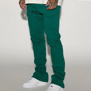 Pantalon de survêtement empilé personnalisé pour homme en molleton de coton épais avec ourlet zippé, style streetwear, OEM ODM Marque Privée - Product Image 3