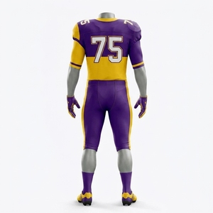 Custom Men's Purple Gold American Football Uniform <b>Padded</b> Jersey <b>Pants</b> Set Sports Team Apparel - Product Image 2
