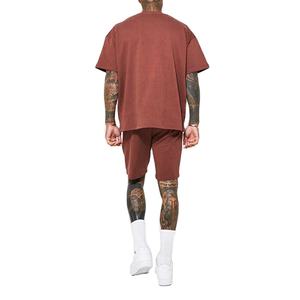 Streetwear d'été 100% coton avec logo personnalisé pour hommes ensemble de survêtements T-shirt surdimensionné à col en O et short à cordon imprimé ensemble de 2 pièces - Product Image 5