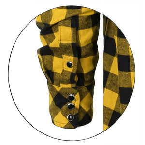 Chemises en flanelle pour hommes en gros – Respirantes, noires et jaunes, style vintage, coupe ajustée, tissu doux, décontractées, printemps, anti-plis, écologiques - Product Image 5