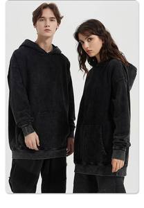 เสื้อฮู้ดซิปเต็มตัวแบบสตรีทแวร์ทรงหลวมปักลายสไตล์วินเทจฟอกสีแบบแอซิดวอชคุณภาพสูงสำหรับผู้ชาย - Product Image 3