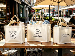 Custom Eco-Friendly <b>Canvas</b> <b>Tote</b> Bag Zipper Closure Reusable Shopping Bag for Retail Promotion Grocery Use Custom Logo Option - Product Image 1