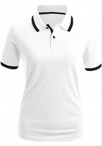 Polo de Manga Corta Blanco para Hombre, Corte Regular, 100% Algodón Piqué, Ribete en Contraste, Diseño Casual de Color Sólido con Cuello Redondo - Product Image 5