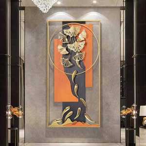 Arte de Pared de Hoja de Ginkgo Metálica de Lujo, Decoración Botánica Moderna para Pared, Panel Decorativo Colgante para Sala de Estar, Hotel, Oficina, Hogar - Product Image 1