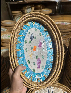 ถาดหวายสานมือธรรมชาติพรีเมียม งานฝีมือเวียดนาม ประดับเปลือกหอย ถาดเสิร์ฟตกแต่งสำหรับส่งออก - Product Image 4