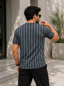 Camiseta Polo a Rayas de Corte Regular para Hombre, Ligera, de Polialgodón, Ropa Personalizada, Camiseta Polo de Mezcla de Algodón para Hombre - Product Image 2