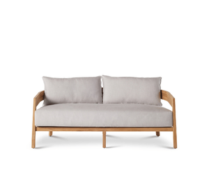 Canapé de jardin en teck massif 2 places, design tropical moderne, résistant aux intempéries, structure en teck, coussins d'extérieur, salon - Product Image 1