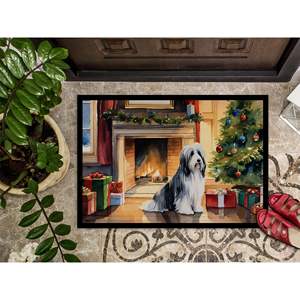 Collie barbudo acogedor Felpudo de Navidad antideslizante para interiores y exteriores alfombra de pila baja 24H X 36W felpudo lavable para puerta delantera para entrada - Product Image 3
