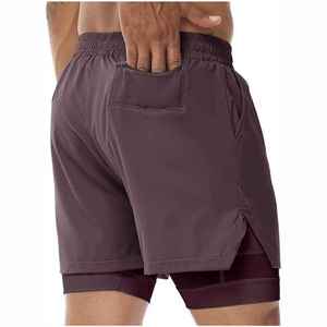 Shorts pour hommes en polyester tissé, couleur violette, avec cordon de serrage à la taille, séchage rapide, avec poches, style décontracté, longueur mi-cuisse - Product Image 2