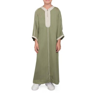 Vêtements islamiques traditionnels modestes de qualité supérieure, thobe thawb pour hommes, abaya caftan de couleur unie, taille plus, 100% coton, jubbha pour garçons - Product Image 4