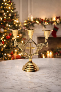 Catholic Crucifix Cross with <b>Candle</b> Stand Jesus Decor Christian Religious Tabletop Ornament for Home Church <b>Prayer</b> Room - Product Image 2