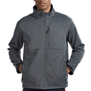 Chaqueta Deportiva Gris para Hombre, de Forro Polar, Cortavientos, con Cuello Alto y Cierre de Cremallera, Informal, para Exteriores, Corte Regular, de Poliéster, con Frente de Tejido Softshell - Product Image 5