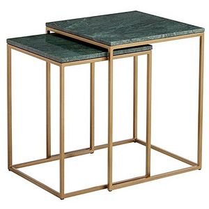 Antique Style Iron <b>Nesting</b> <b>Table</b> With <b>Marble</b> Top For Luxury Living Room Furniture And Elegant Home Interior Decoration - Product Image 1