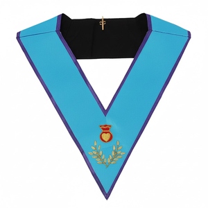 Almoner Senior Warden Embroidered Beads Luxury Fashion Leather Hook-and-Loop Safety <b>Pin</b> Custom Size Regalia Blue Lodge - Product Image 3