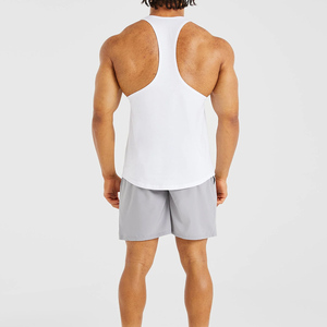 Camiseta sin mangas para hombre, blanca, con tirantes anchos, de color liso, transpirable, de punto, informal, para gimnasio, diseño de cuello redondo, ecológica, con logo personalizado - Product Image 3