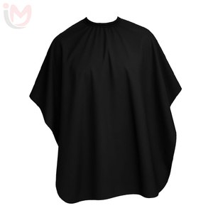 Cape de coiffure noire en textile imperméable et anti-adhérente pour salon de coiffure et barbier - Product Image 3